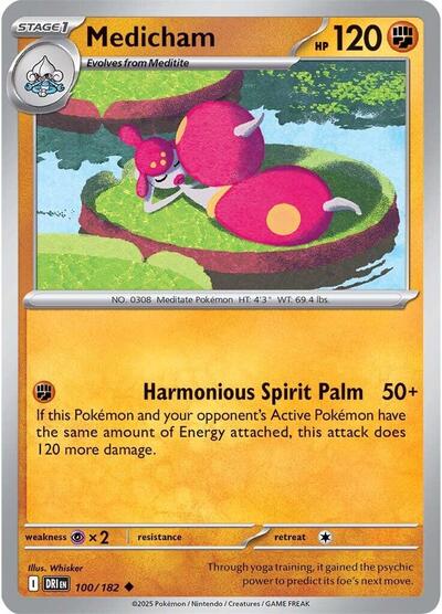 2025 Pokemon: SV10: Destined Rivals (DRI) - Medicham (#100/182, Uncommon) (, Near Mint)
