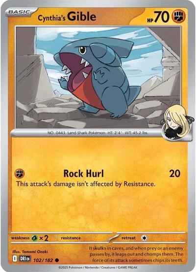 2025 Pokemon: SV10: Destined Rivals (DRI) - Cynthias Gible (#102/182, Common) (, Near Mint)