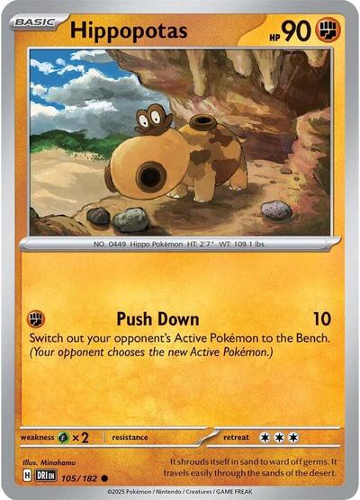 2025 Pokemon: SV10: Destined Rivals (DRI) - Hippopotas (#105/182, Common) (, Near Mint)