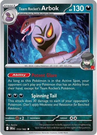 2025 Pokemon: SV10: Destined Rivals (DRI) - Team Rockets Arbok (#113/182, Uncommon) (, Near Mint)