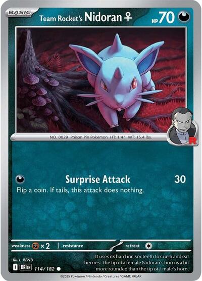 2025 Pokemon: SV10: Destined Rivals (DRI) - Team Rockets Nidoran F (#114/182, Common) (, Near Mint)