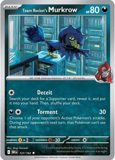 2025 Pokemon: SV10: Destined Rivals (DRI) - Team Rockets Murkrow 127 182 (#127/182, Uncommon) (, Near Mint)