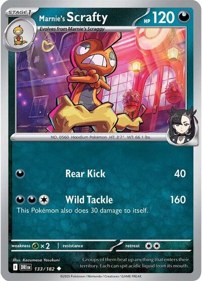 2025 Pokemon: SV10: Destined Rivals (DRI) - Marnies Scrafty (#133/182, Uncommon) (, Near Mint)
