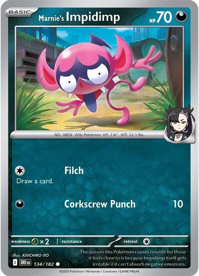 2025 Pokemon: SV10: Destined Rivals (DRI) - Marnies Impidimp (#134/182, Common) (, Near Mint)