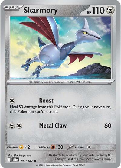2025 Pokemon: SV10: Destined Rivals (DRI) - Skarmory (#141/182, Common) (, Near Mint)