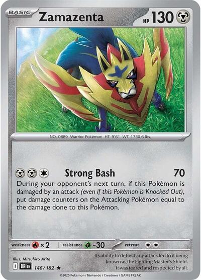 2025 Pokemon: SV10: Destined Rivals (DRI) - Zamazenta 146 182 (#146/182, Rare) (Holofoil, Near Mint)