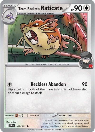 2025 Pokemon: SV10: Destined Rivals (DRI) - Team Rockets Raticate 148 182 (#148/182, Common) (, Near Mint)