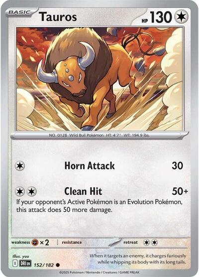 2025 Pokemon: SV10: Destined Rivals (DRI) - Tauros (#152/182, Common) (, Near Mint)
