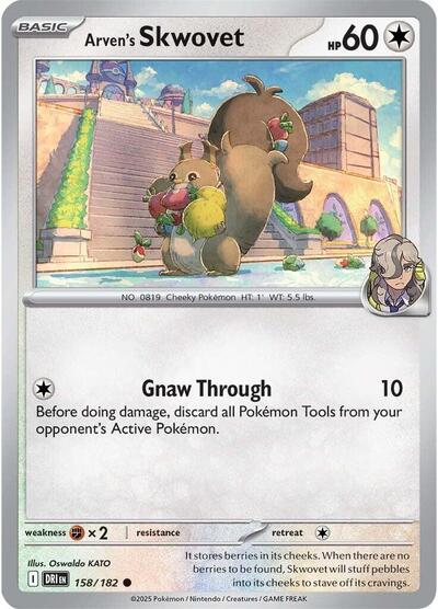 2025 Pokemon: SV10: Destined Rivals (DRI) - Arvens Skwovet (#158/182, Common) (, Near Mint)