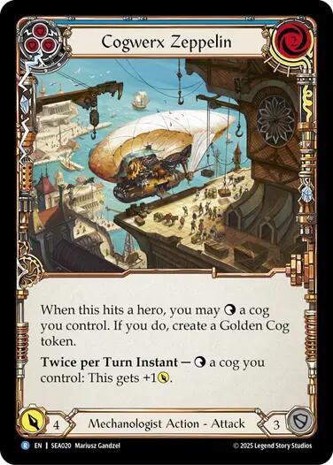 2025 Flesh and Blood TCG: High Seas () - Cogwerx Zeppelin Blue (#SEA020, Rare) (Rainbow Foil, Near Mint)