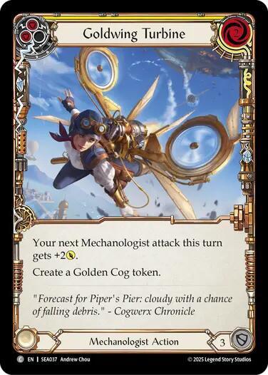 2025 Flesh and Blood TCG: High Seas () - Goldwing Turbine Yellow (#SEA037, Common) (Rainbow Foil, Near Mint)