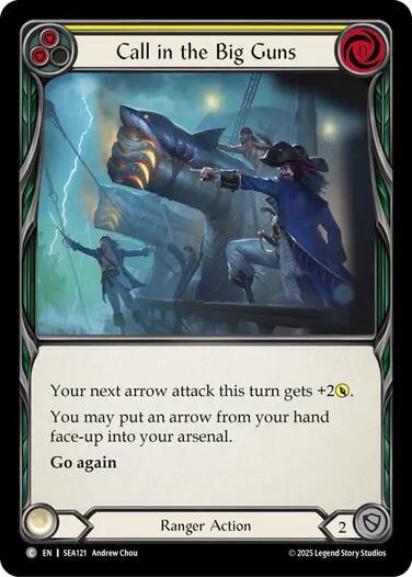 2025 Flesh and Blood TCG: High Seas () - Call in the Big Guns Yellow (#SEA121, Common) (Rainbow Foil, Near Mint)