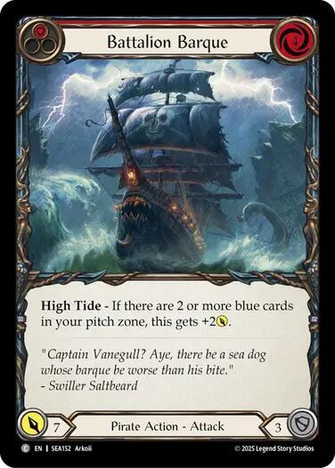 2025 Flesh and Blood TCG: High Seas () - Battalion Barque Red (#SEA152, Common) (Rainbow Foil, Near Mint)