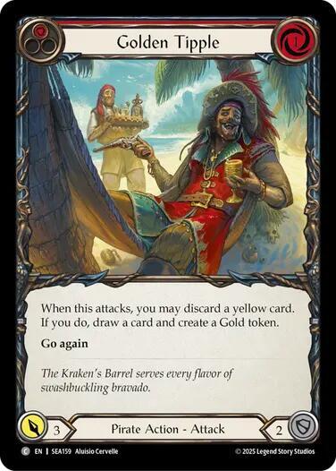 2025 Flesh and Blood TCG: High Seas () - Golden Tipple Red (#SEA159, Common) (Rainbow Foil, Near Mint)