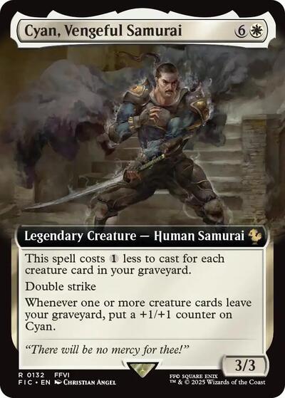 2025 Magic: The Gathering: Commander: FINAL FANTASY (FIC) - Cyan Vengeful Samurai Extended Art (#132, Rare) (Foil, Near Mint)