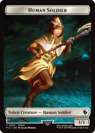 2025 Magic: The Gathering: Commander: FINAL FANTASY (FIC) - Human Soldier Hero 0008 Double Sided Token (#1 // 8, T) (, Near Mint)