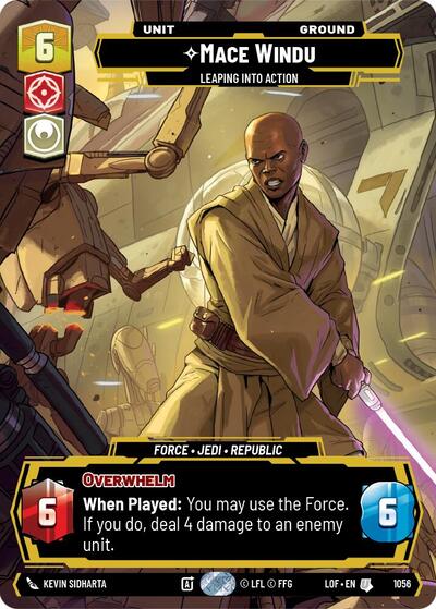 2025 Star Wars: Unlimited: Legends of the Force (LOF) - Mace Windu Leaping into Action Prestige (#1056, Uncommon) (, Near Mint)