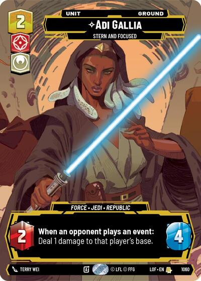 2025 Star Wars: Unlimited: Legends of the Force (LOF) - Adi Gallia Stern and Focused Prestige (#1060, Rare) (, Near Mint)