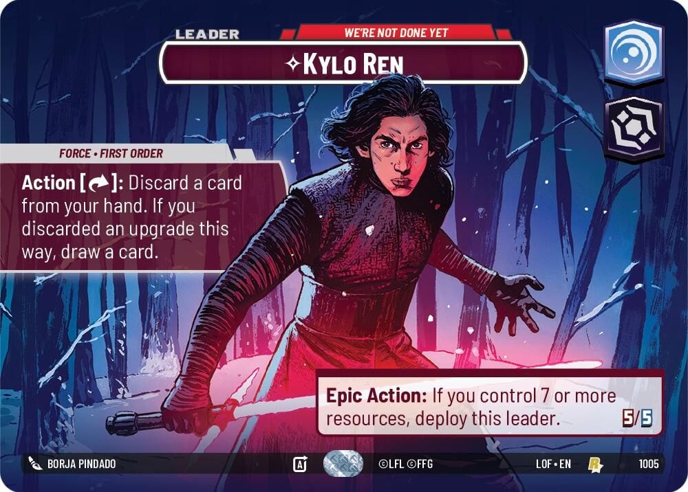 2025 Star Wars: Unlimited: Legends of the Force (LOF) - Kylo Ren - We're Not Done Yet (Showcase) (#1005, Rare) (Foil, Near Mint)