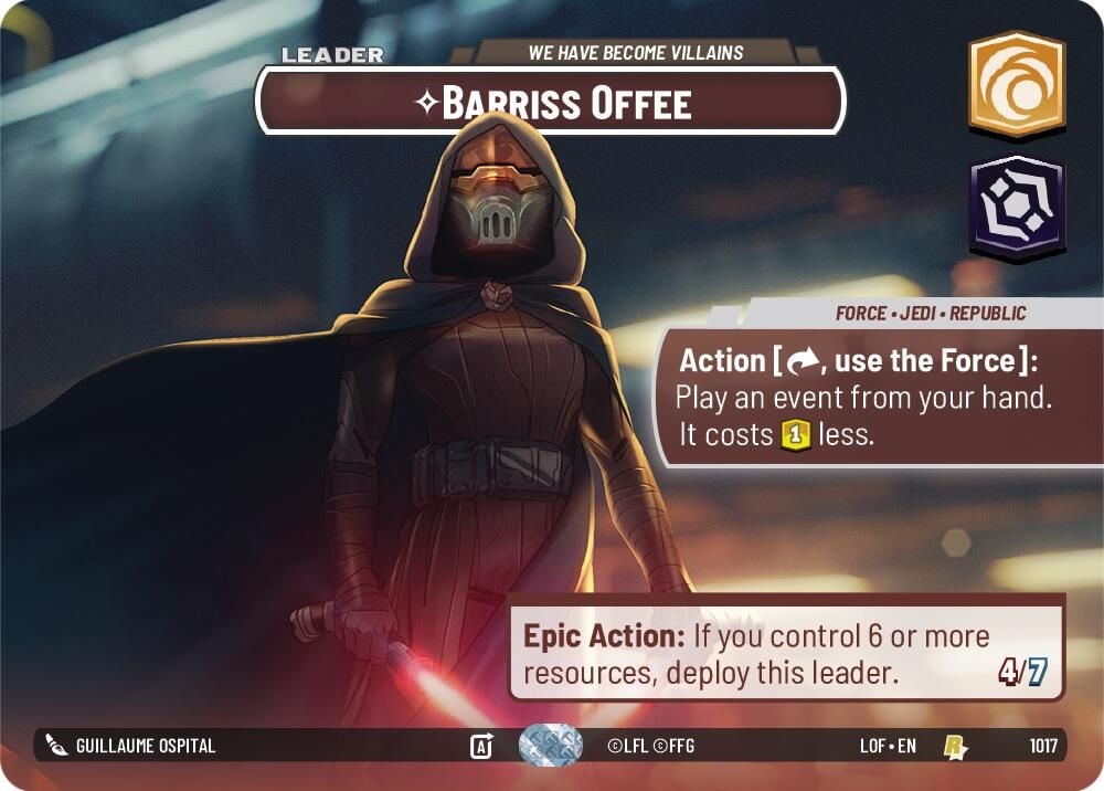 2025 Star Wars: Unlimited: Legends of the Force (LOF) - Barriss Offee - We Have Become Villains (Showcase) (#1017, Rare) (Foil, Near Mint)