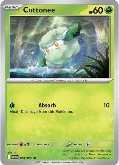 2025 Pokemon: SV: White Flare (WHT) - Cottonee (#004/086, Common) (, Near Mint)