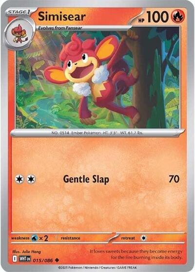 2025 Pokemon: SV: White Flare (WHT) - Simisear (#015/086, Uncommon) (, Near Mint)