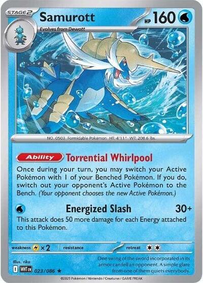 2025 Pokemon: SV: White Flare (WHT) - Samurott (#023/086, Rare) (Holofoil, Near Mint)