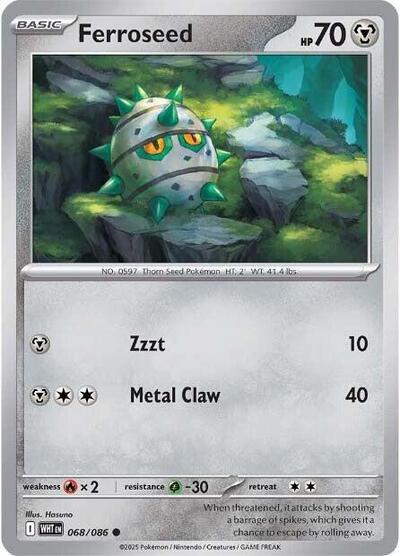 2025 Pokemon: SV: White Flare (WHT) - Ferroseed (#068/086, Common) (, Near Mint)