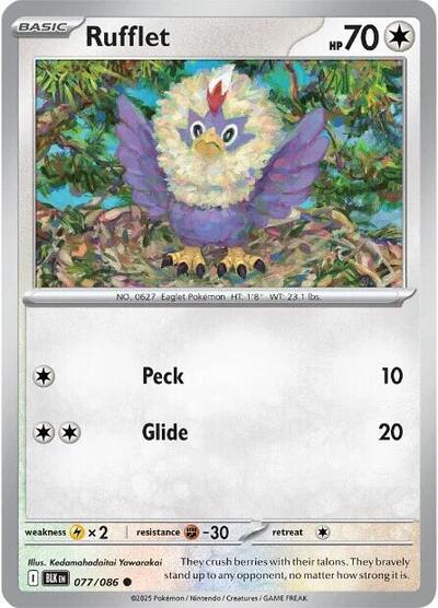 2025 Pokemon: SV: Black Bolt (BLK) - Rufflet (#077/086, Common) (, Near Mint)