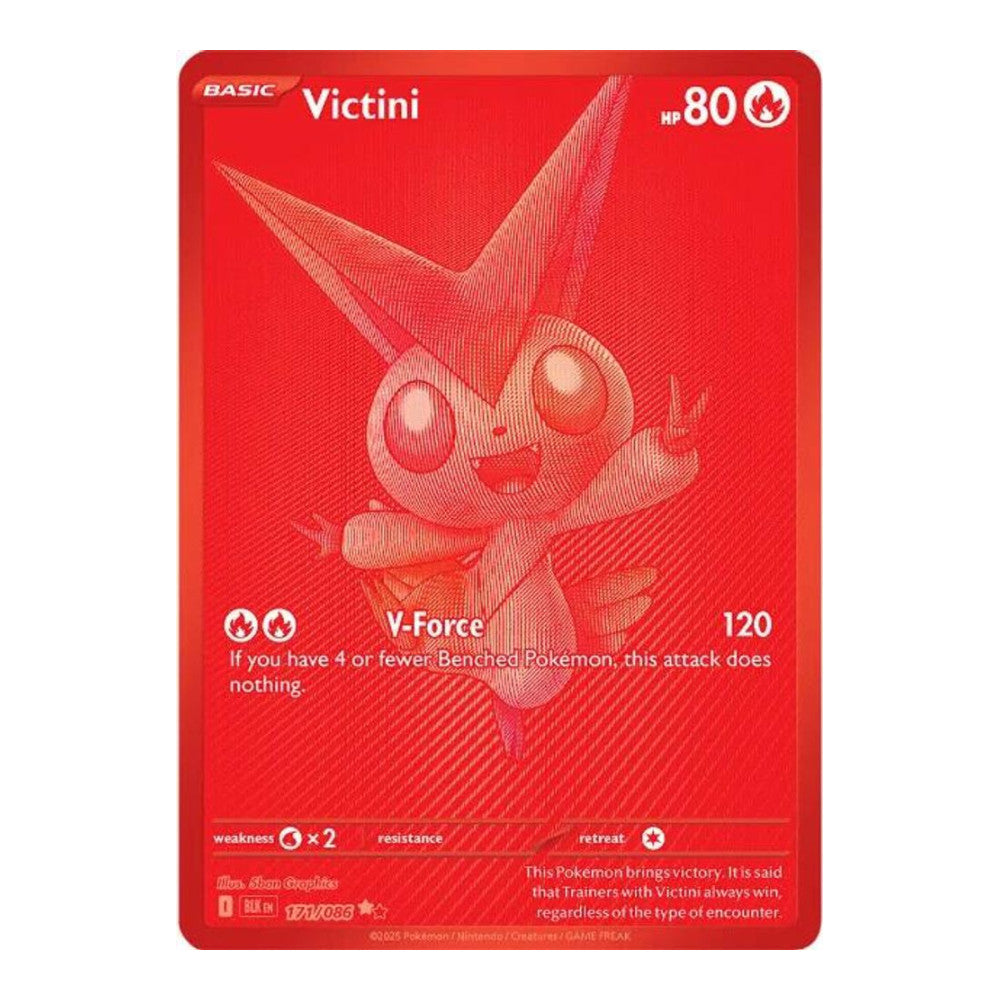 2025 Pokemon: SV: Black Bolt (BLK) - Victini - 171/086 (#171/086, Black White Rare) (Holofoil, Near Mint)