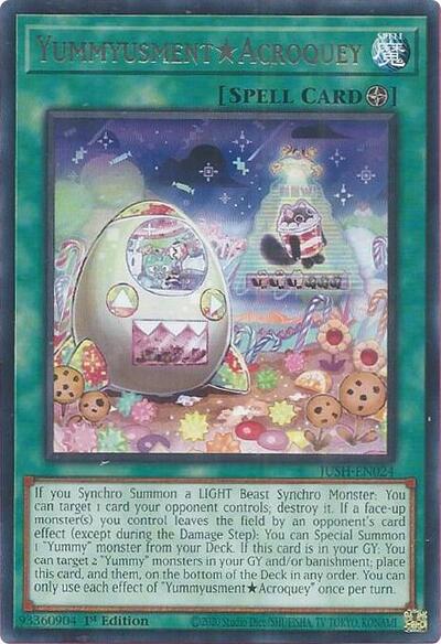 2025 YuGiOh: Justice Hunters (JUSH) - YummyusmentAcroquey (#JUSH-EN024, Rare) (1st Edition, Near Mint)