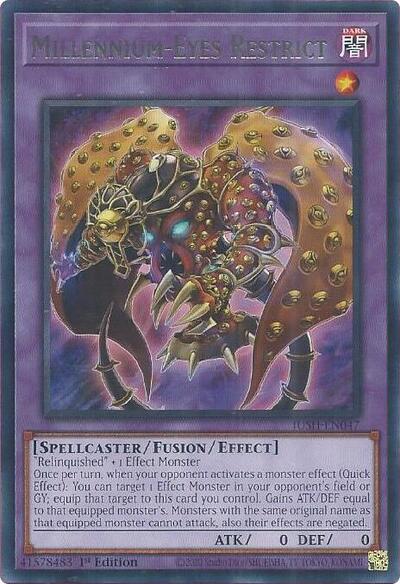 2025 YuGiOh: Justice Hunters (JUSH) - Millennium Eyes Restrict (#JUSH-EN047, Rare) (1st Edition, Near Mint)