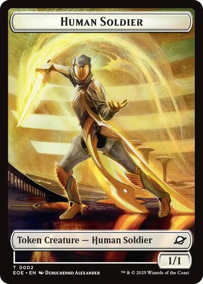 2025 Magic: The Gathering: Edge of Eternities (EOE) - Human Soldier Lander 0004 Doubled Sided Token (#2 // 4, T) (, Near Mint)