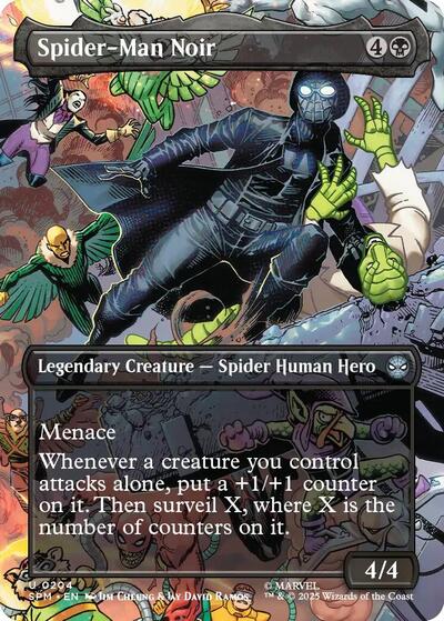 2025 Magic: The Gathering: Marvel's Spider-Man (SPM) - Spider-Man Noir (Borderless) (#204, Uncommon) (, Near Mint)