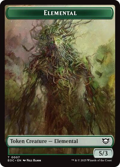 2025 Magic: The Gathering: Commander: Edge of Eternities (EOC) - Elemental 0007 Golem 0014 Double Sided Token (#7 // 14, T) (Foil, Near Mint)