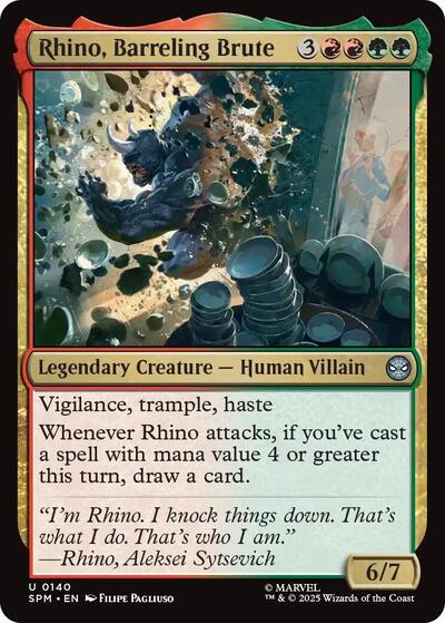 2025 Magic: The Gathering: Marvel's Spider-Man (SPM) - Rhino, Barreling Brute (#140, Uncommon)
