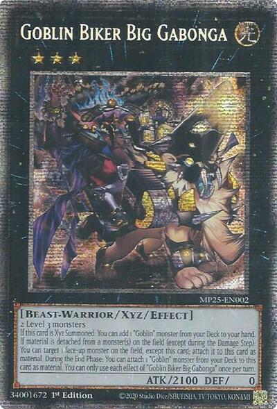 2025 YuGiOh: 2025 Mega-Pack (MP25) - Goblin Biker Big Gabonga (#MP25-EN002, Starlight Rare) (1st Edition, Near Mint)