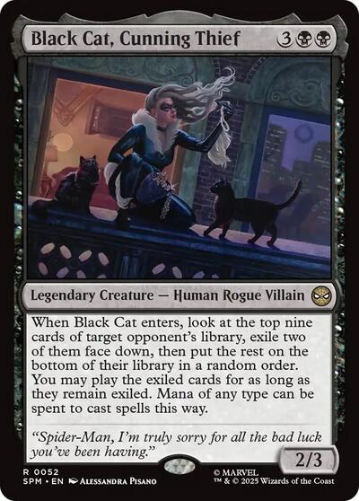 2025 Magic: The Gathering: Marvel's Spider-Man (SPM) - Black Cat, Cunning Thief (#52, Rare) (, Near Mint)