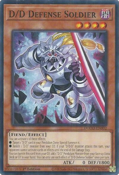 2025 YuGiOh: Doom of Dimensions (DOOD) - D D Defense Soldier (#DOOD-EN002, Common) (1st Edition, Near Mint)