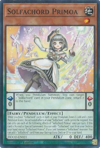 2025 YuGiOh: Doom of Dimensions (DOOD) - Solfachord Primoa (#DOOD-EN021, Common) (1st Edition, Near Mint)