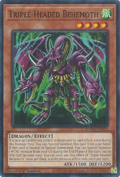 2025 YuGiOh: Doom of Dimensions (DOOD) - Triple Headed Behemoth (#DOOD-EN029, Common) (1st Edition, Near Mint)