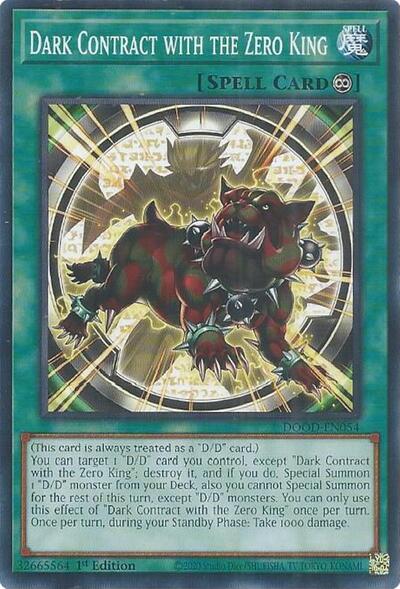 2025 YuGiOh: Doom of Dimensions (DOOD) - Dark Contract with the Zero King (#DOOD-EN054, Common) (1st Edition, Near Mint)