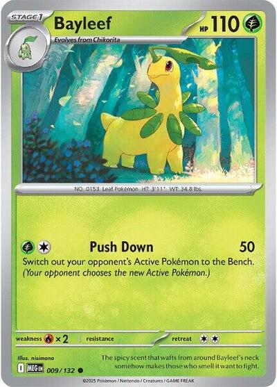 2025 Pokemon: ME01: Mega Evolution (MEG) - Bayleef (#009/132, Common) (, Near Mint)