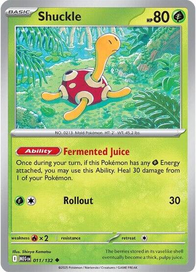 2025 Pokemon: ME01: Mega Evolution (MEG) - Shuckle 011 132 (#011/132, Uncommon) (, Near Mint)