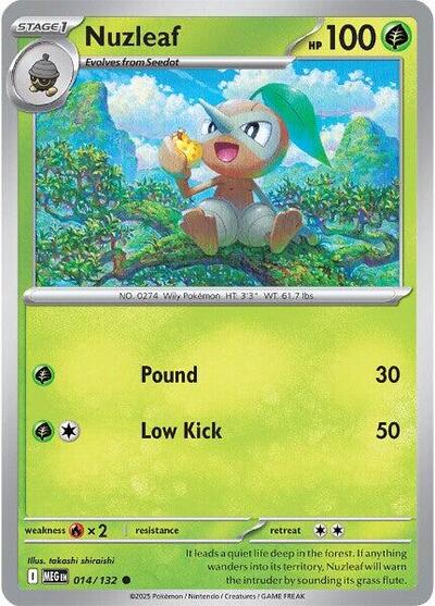 2025 Pokemon: ME01: Mega Evolution (MEG) - Nuzleaf (#014/132, Common) (, Near Mint)