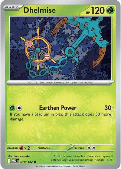 2025 Pokemon: ME01: Mega Evolution (MEG) - Dhelmise (#018/132, Common) (, Near Mint)