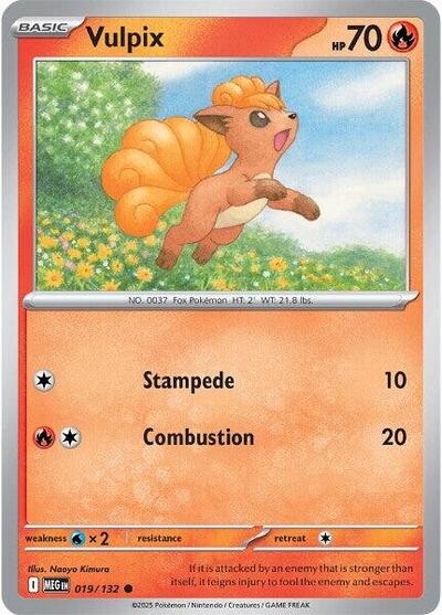 2025 Pokemon: ME01: Mega Evolution (MEG) - Vulpix 019 132 (#019/132, Common) (, Near Mint)