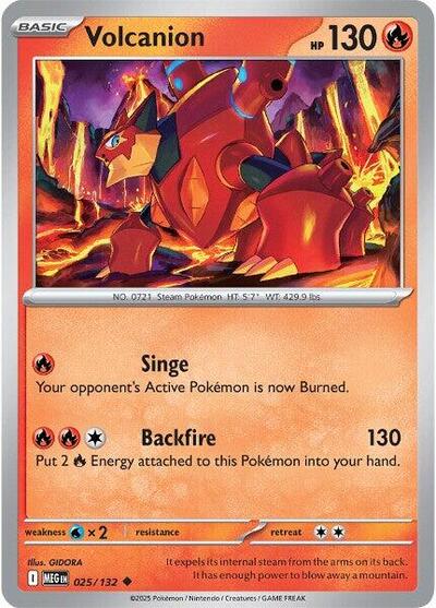 2025 Pokemon: ME01: Mega Evolution (MEG) - Volcanion (#025/132, Uncommon) (, Near Mint)