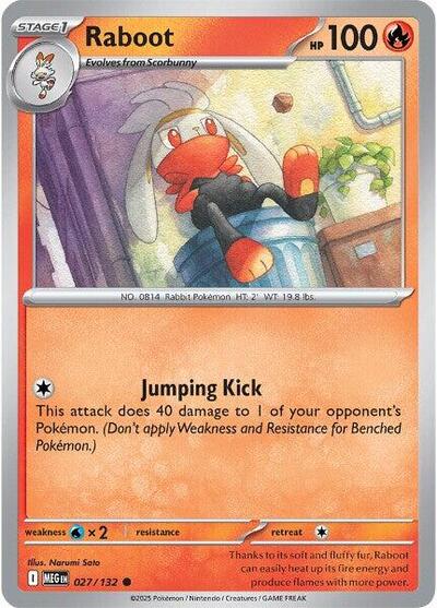 2025 Pokemon: ME01: Mega Evolution (MEG) - Raboot (#027/132, Common) (, Near Mint)