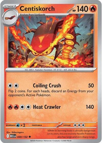 2025 Pokemon: ME01: Mega Evolution (MEG) - Centiskorch (#030/132, Uncommon) (, Near Mint)